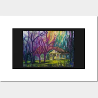 Polish Manor House With Purple Trees Posters and Art